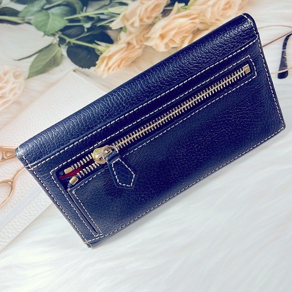 🦆 DOONEY & BOURKE DILLEN CONTINENTAL DARKBLUE NAVY LEATHER TRIFOLD CLUTCH WALLET - Picture 3 of 9